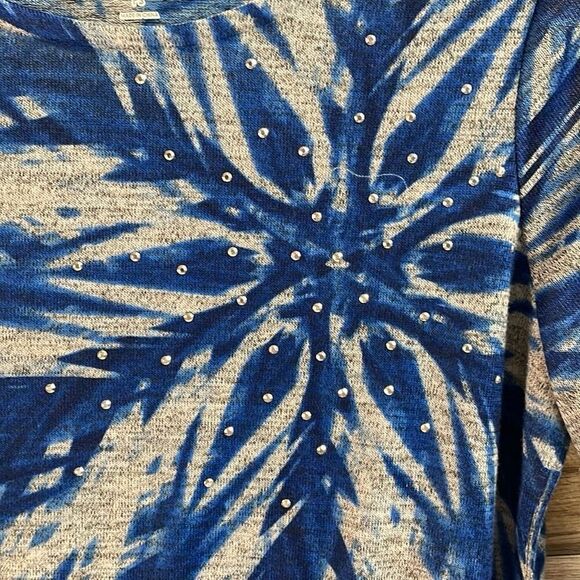 GRAYSON Womens Floral Rhinestone Embellished 3/4 Ruched Sleeve Top Size PS - Picture 5 of 8